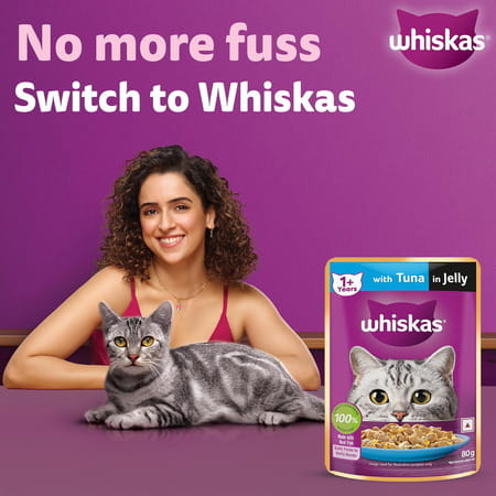 Whiskas Adult (1+ Years)) Wet Cat Food | Tuna In Jelly | 80 G (Pack Of 56)