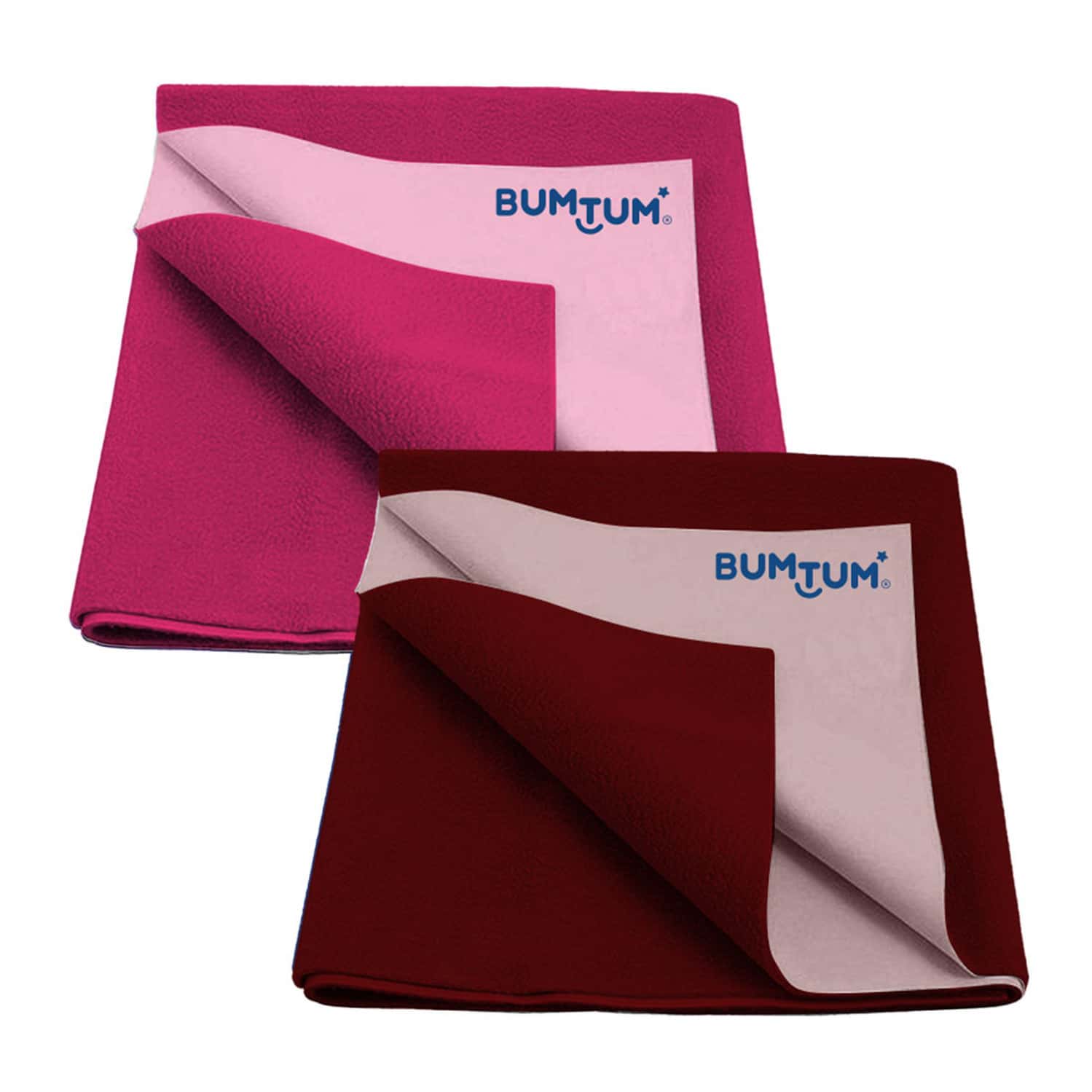 Bumtum Dry Sheet Leakproof Baby Bed Protector (Hot Pink + Maroon Large Size 100*140cm|Pack Of 2)