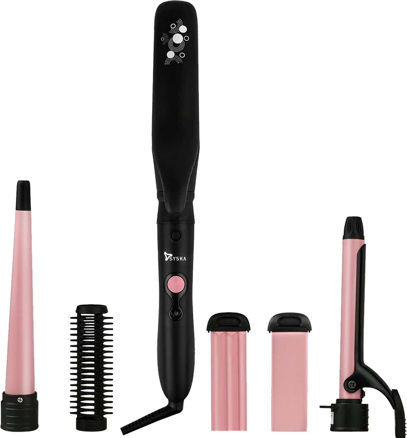 Syska 5 In 1 Multi Styling Kit Hs5000k Hair Straightener (Black Pink)