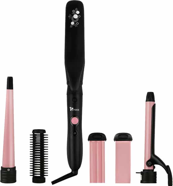Syska 5 In 1 Multi Styling Kit Hs5000k Hair Straightener (Black Pink)
