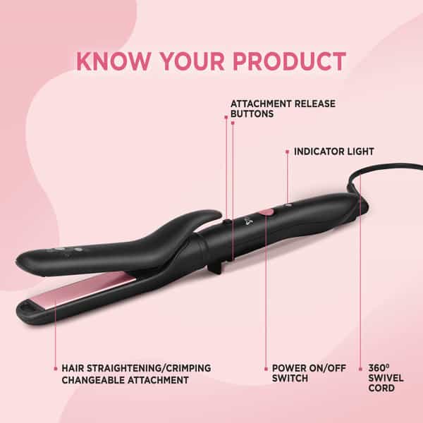 Syska 5 In 1 Multi Styling Kit Hs5000k Hair Straightener (Black Pink)