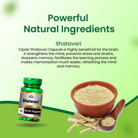 Cipzer Shatavari Capsules | Beneficial For The Memory And Brain Health.