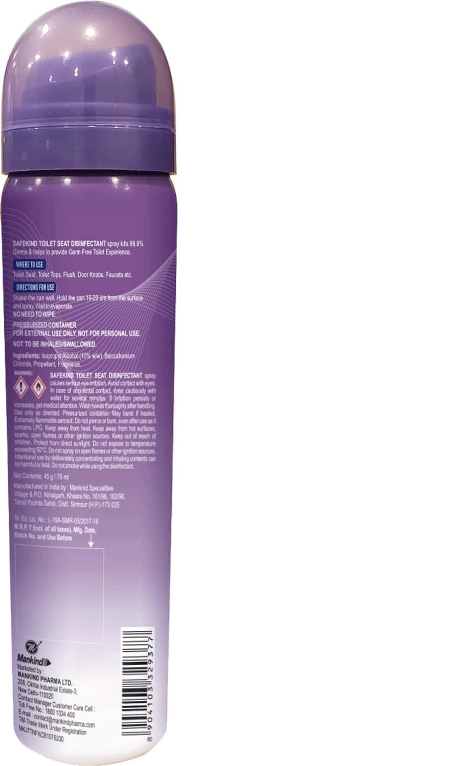 Buy SAFEKIND TOILET SEAT DISINFECTANT SPRAY 75ML Online & Get Upto 60