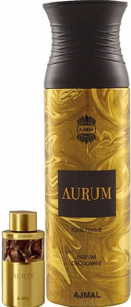 Ajmal Aurum Cp Oil Alcohol-Free Attar 10Ml For Women And Aurum Femme Deodorant 200Ml For Women