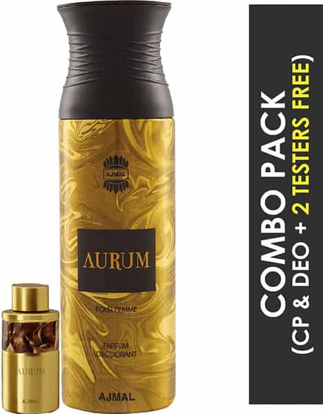 Ajmal Aurum Cp Oil Alcohol-Free Attar 10Ml For Women And Aurum Femme Deodorant 200Ml For Women