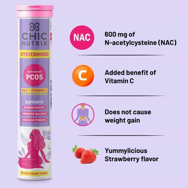 Chicnutrix Cysterhood - Pcos Management - 60 Effervescent Tablets - Strawberry