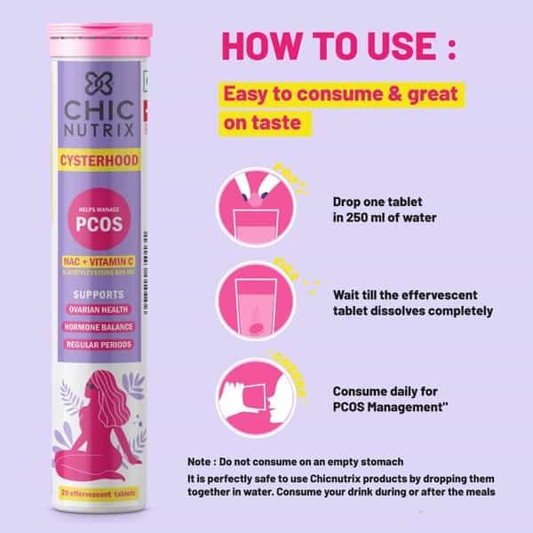 Chicnutrix Cysterhood - Pcos Management - 60 Effervescent Tablets - Strawberry
