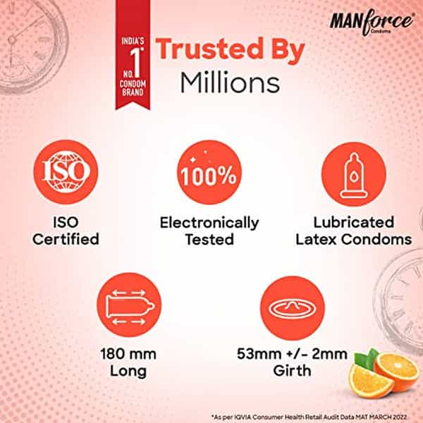 Manforce Condoms Overtime Orange Flavoured | 10 Condoms
