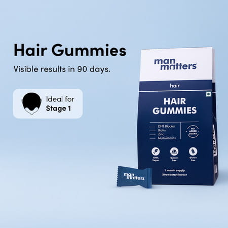 Man Matters Biotin Gummies For Strong & Healthy Hair | Dht Blockers | Vit A C & E | Zinc Fibre | 30n