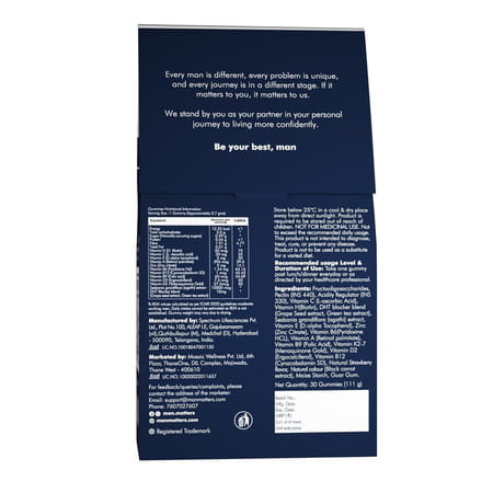 Man Matters Biotin Gummies For Strong & Healthy Hair | Dht Blockers | Vit A C & E | Zinc Fibre | 30n