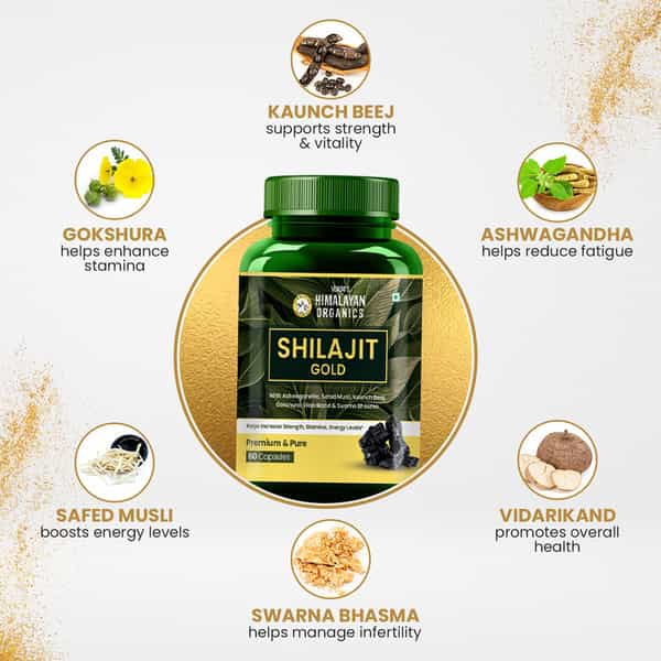 Vlado's Himalayan Organics Pure Shilajit 24 Carat Gold - 60 Veg Capsules