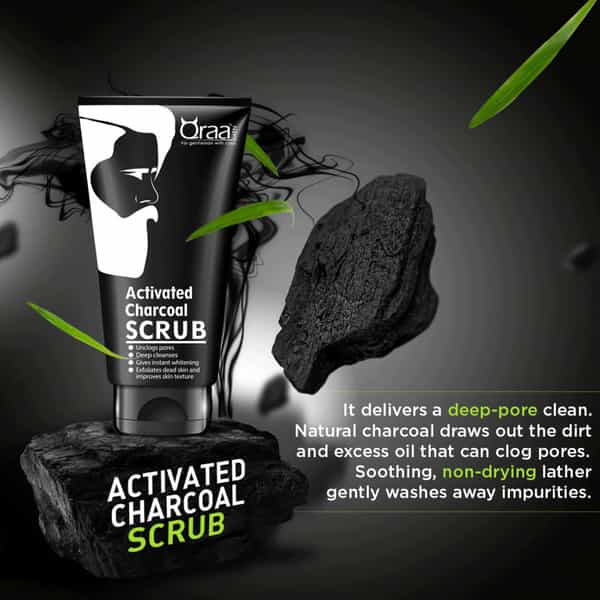 Qraa Men Activated Charcoal Scrub 100 Gm