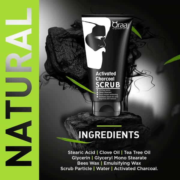 Qraa Men Activated Charcoal Scrub 100 Gm