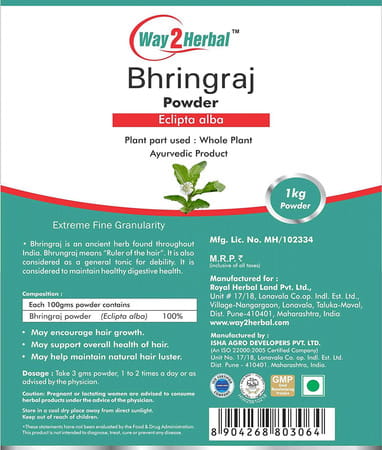 Way2herbal Bhrungraj Powder - 1 Kg Powder - (Pack Of 4)