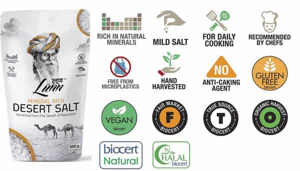 Lunn Fine Grain Pink Rock Salt |1 Kg With Desert Salt 500 Gm & Desert Black Salt 200 Gm| Pack Of 3