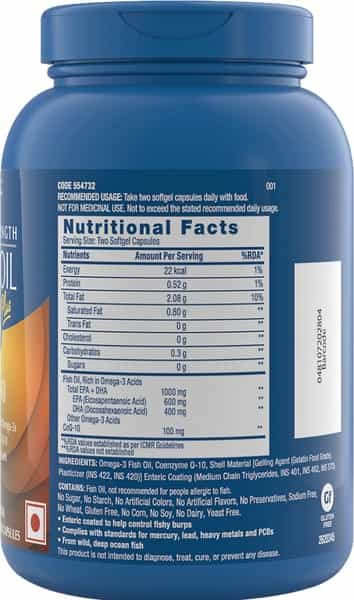 Gnc Triple Strength Fish Oil Plus 1000 + Coq10 - 60 Softgels