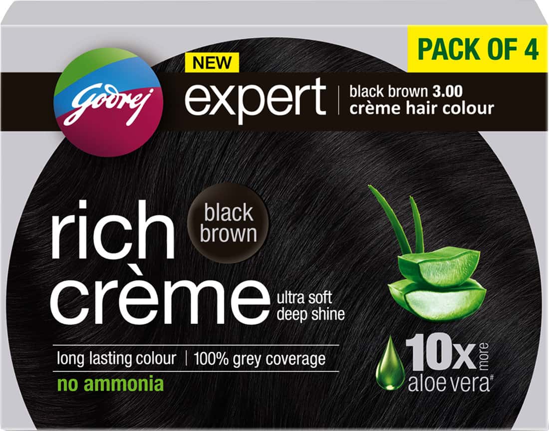 Godrej Expert New Creme Hair Colour - Black Brown - Pack Of 4