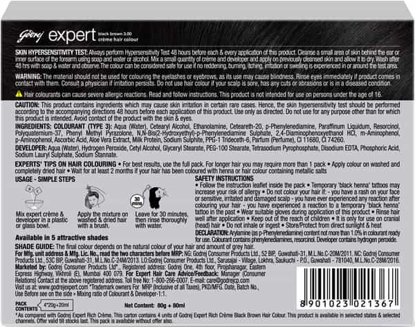 Godrej Expert New Creme Hair Colour - Black Brown - Pack Of 4