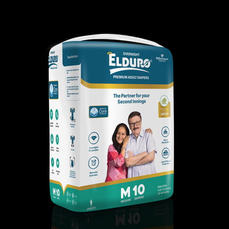 Elduro Premium Range Unisex Adult Open Tape Diaper ( Pack Of 1 | Medium | 10 Diaper) (Pack Of 1)