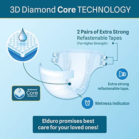 Elduro Premium Range Unisex Adult Open Tape Diaper ( Pack Of 1 | Medium | 10 Diaper) (Pack Of 1)