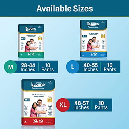 Elduro Premium Range Unisex Adult Open Tape Diaper ( Pack Of 1 | Medium | 10 Diaper) (Pack Of 1)