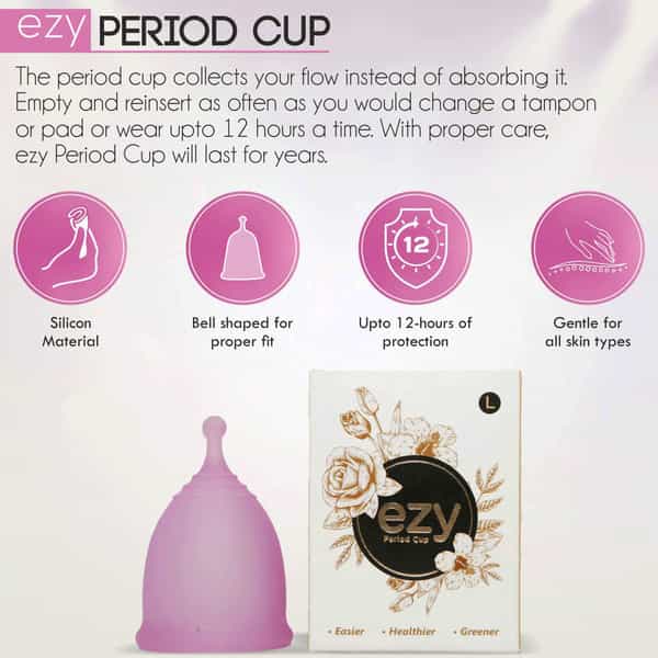 Ezy Menstrual Cup For Medium Or Heavy Flow Post Child Birth For Women Above 25 Years (Large)