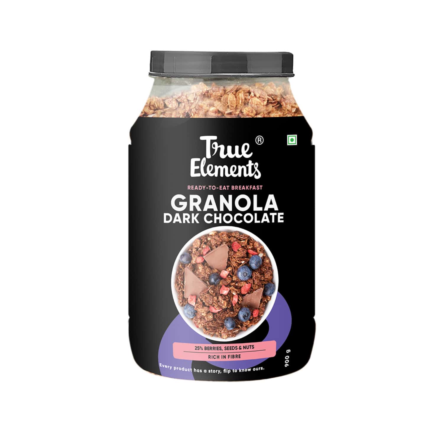 True Elements Baked Granola: Almonds And Dark Chocolate - 900 Gm