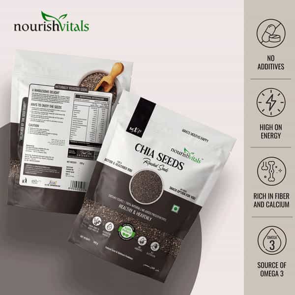 Nourishvitals Healthy Munching Combo | Chia Roasted Seeds + Pumpkin Roasted Seeds (200Gm Each)