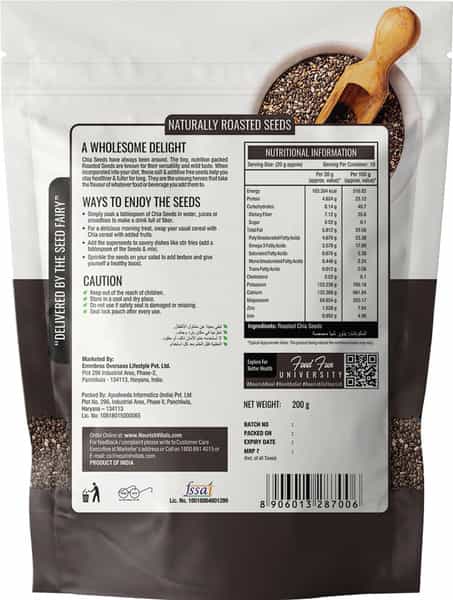 Nourishvitals Healthy Munching Combo | Chia Roasted Seeds + Pumpkin Roasted Seeds (200Gm Each)