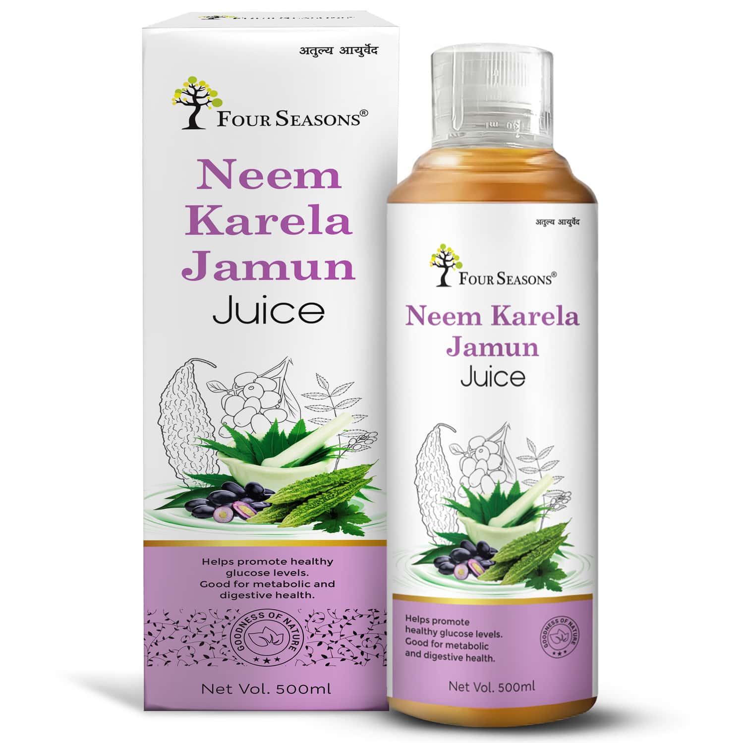 Four Seasons Neem Karela Jamun Juice 500ml | Diabetic Care Juice| Control Blood Sugar Levels