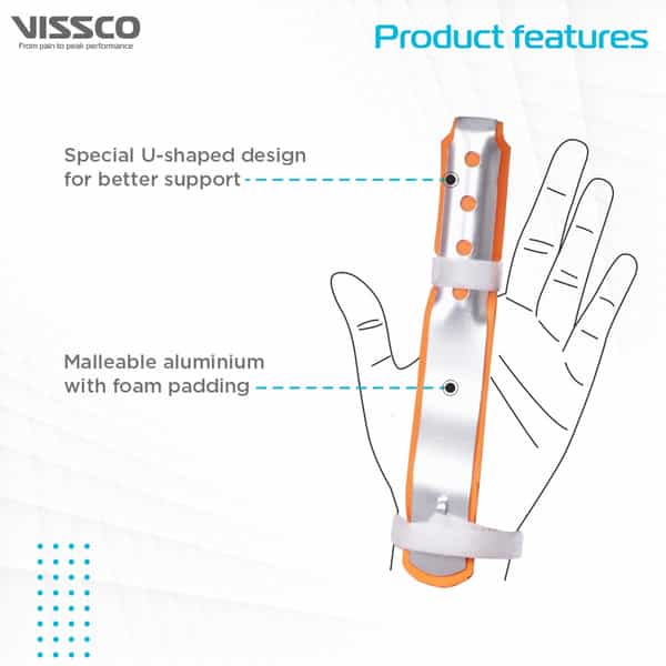 Vissco Finger Splint Long |Helps To Support The Finger After Fracture| Injury &Post Surgery(Orange)
