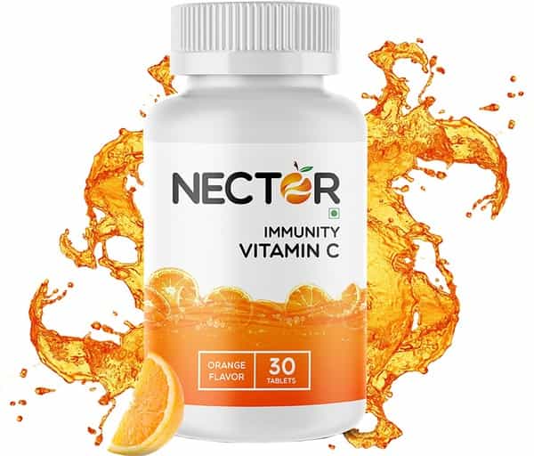 Nector Vitamin C Orange Chewable Tablets Immunity Antioxidant & Skincare - 30 Tablets