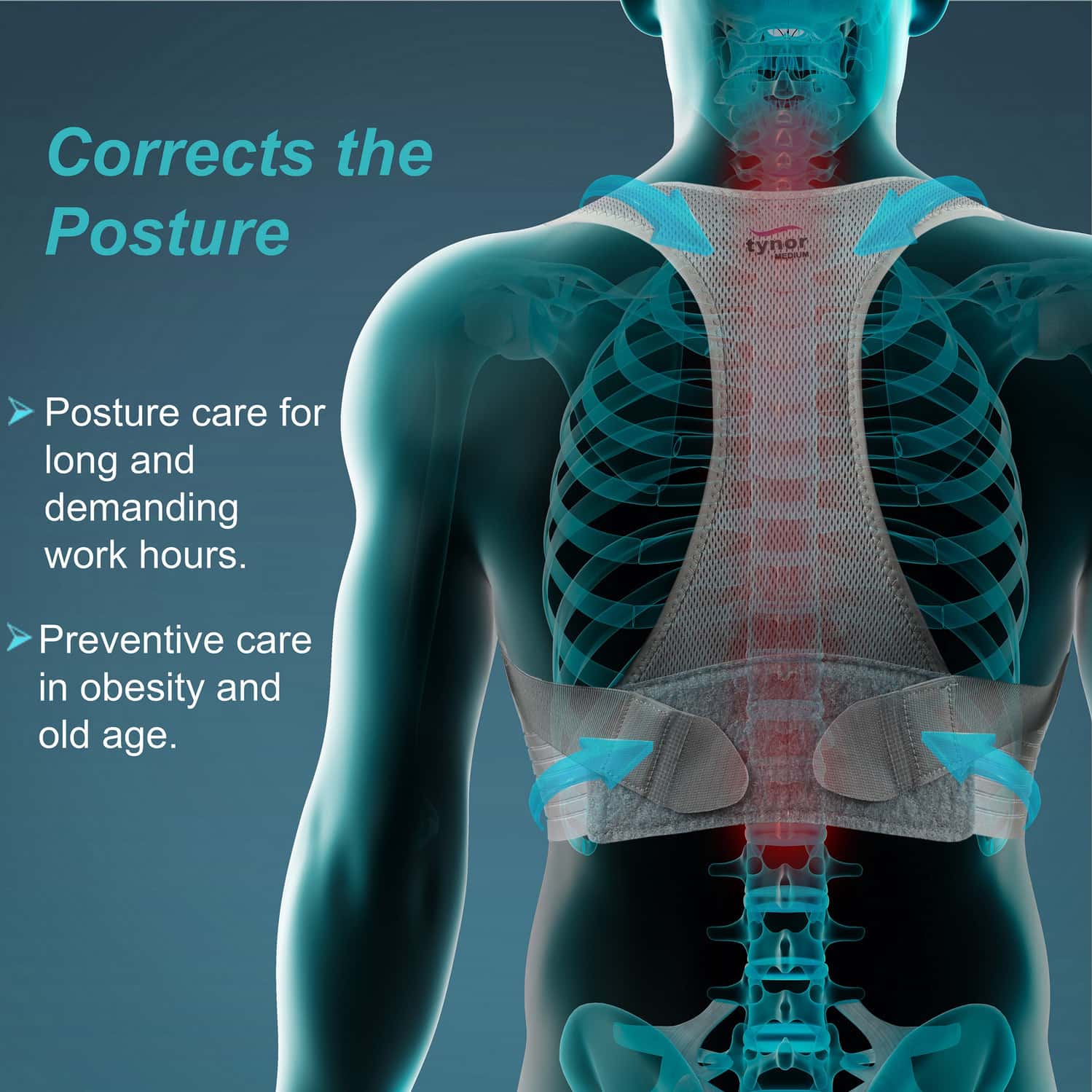 Buy TYNOR POSTURE CORRECTOR GREY XL 1 UNIT Online & Get Upto 60