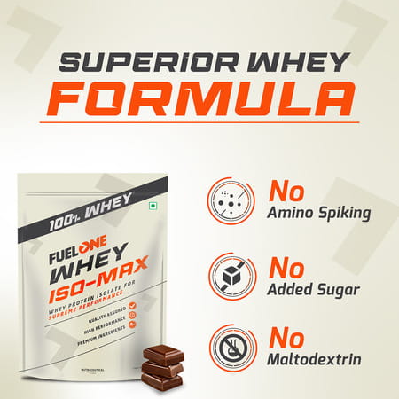 Fuel One Whey Iso - Max (Chocolate | 1Kg / 2.2Lbs) | Whey Protein Isolate | 28G Protein