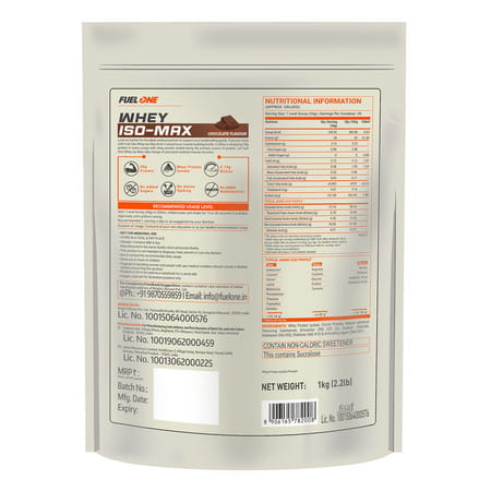 Fuel One Whey Iso - Max (Chocolate | 1Kg / 2.2Lbs) | Whey Protein Isolate | 28G Protein