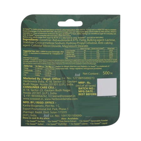 So Sweet Stevia (100) Tablets Dispenser - Sugar Free (Pack Of 3)