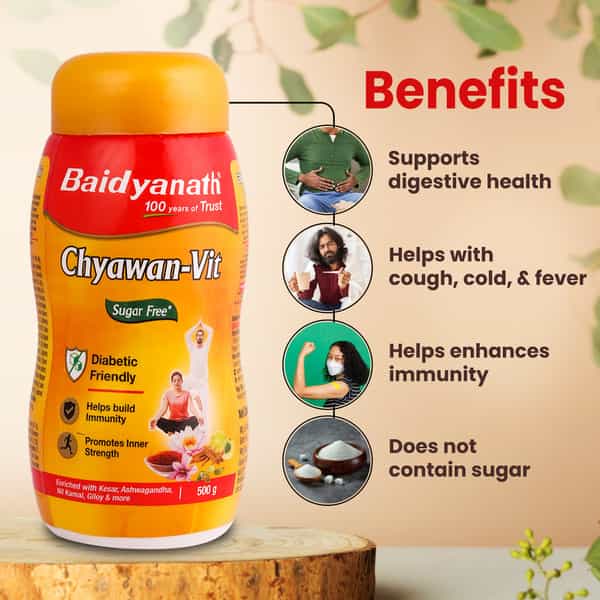 Baidyanath Ayurved Sugar Free Chyawan Vit 500G | Amla | Ashwagandha & Almonds