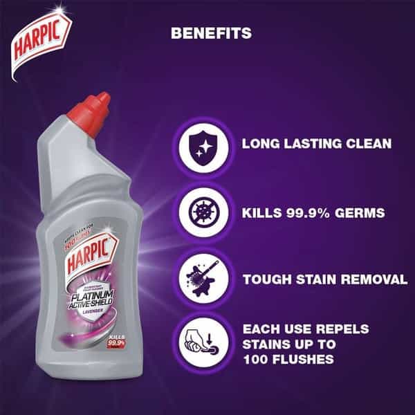 Harpic Active Platinum Lavender Toilet Cleaner  Bottle Of 500 Ml