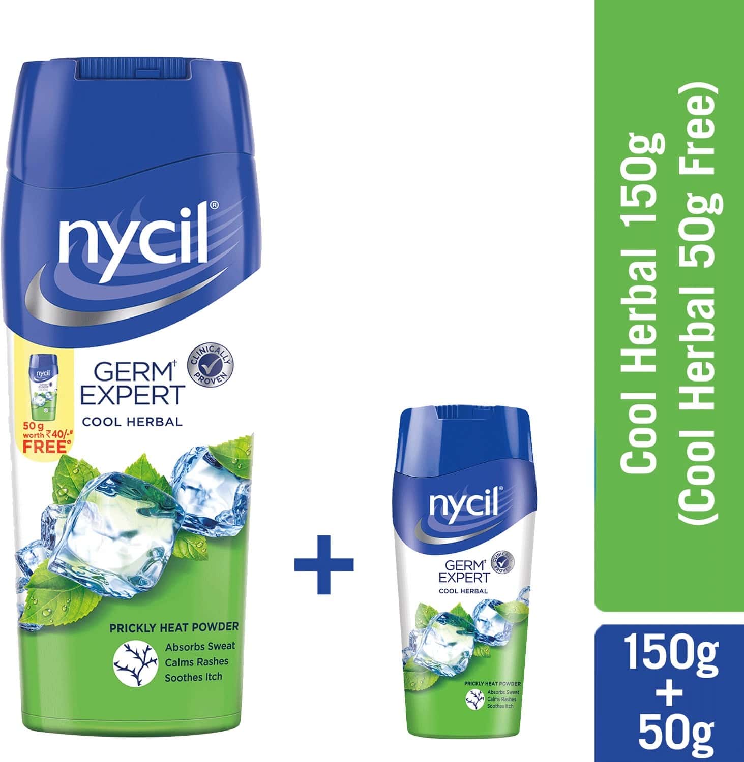 Buy NYCIL COOL HERBAL PRICKLY HEAT TALCUM POWDER, 150GM (COOL HERBAL ...