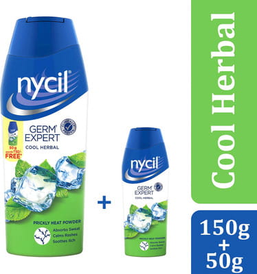 Nycil Cool Herbal Prickly Heat Talcum Powder 150g (Get Nycil Cool Herbal  50g Free) - Main Image