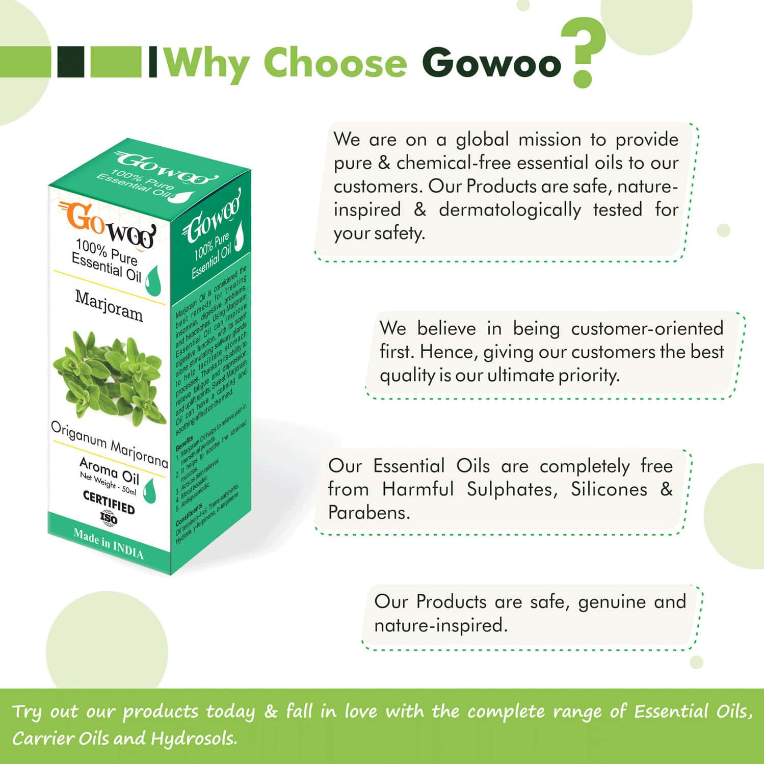 Buy GO WOO 100 PURE MARJORAM OIL THERAPEUTIC GRADE & AROMATHERAPY FOR