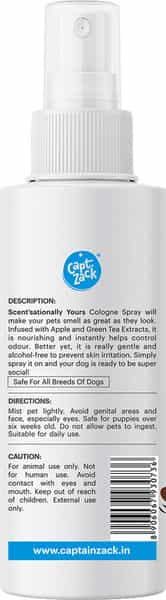 Captain Zack Scentsationally Yours Colonge Spray (Apple & Green Tea) For Dogs 100 Ml