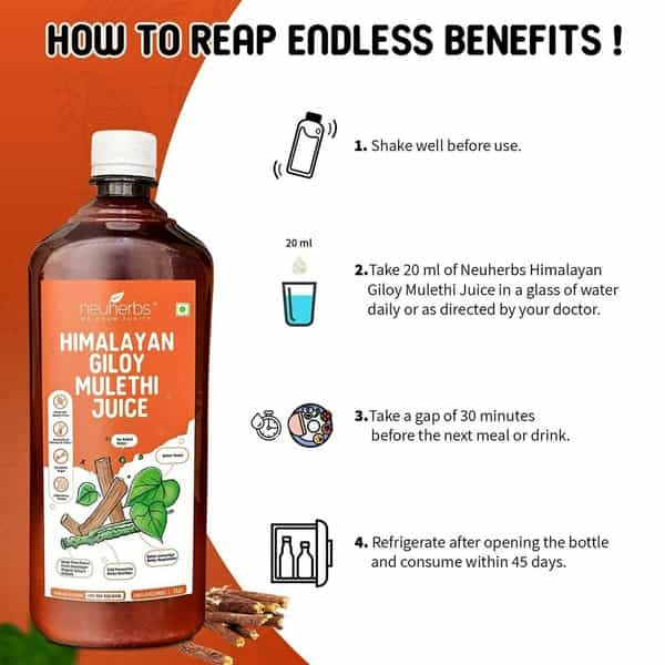 Neuherbs Himalayan Giloy Mulethi Juice - Boost Immunity Naturally - 1 L