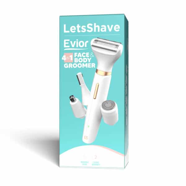 Letsshave Evior 4-In-1 Face & Body Trimmer For Women | 4 Heads & 6 Functions | Skin-Safe Blades