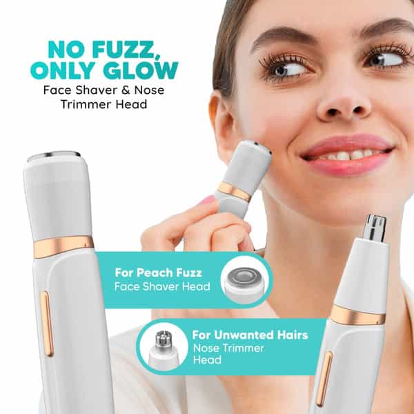 Letsshave Evior 4-In-1 Face & Body Trimmer For Women | 4 Heads & 6 Functions | Skin-Safe Blades