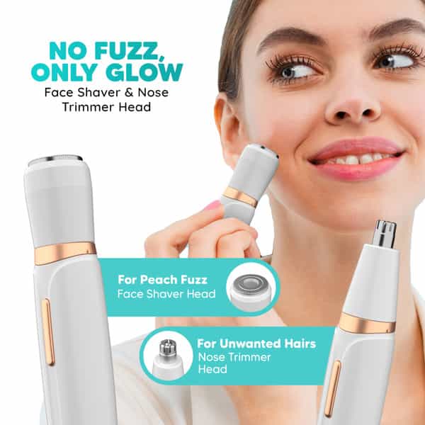 Letsshave Evior 4-In-1 Face & Body Trimmer For Women | 4 Heads & 6 Functions | Skin-Safe Blades