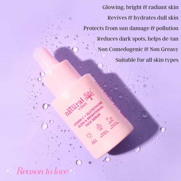 Natural Vibes Vitamin C + Glutathione Glow & Brightening Face Serum 30 Ml