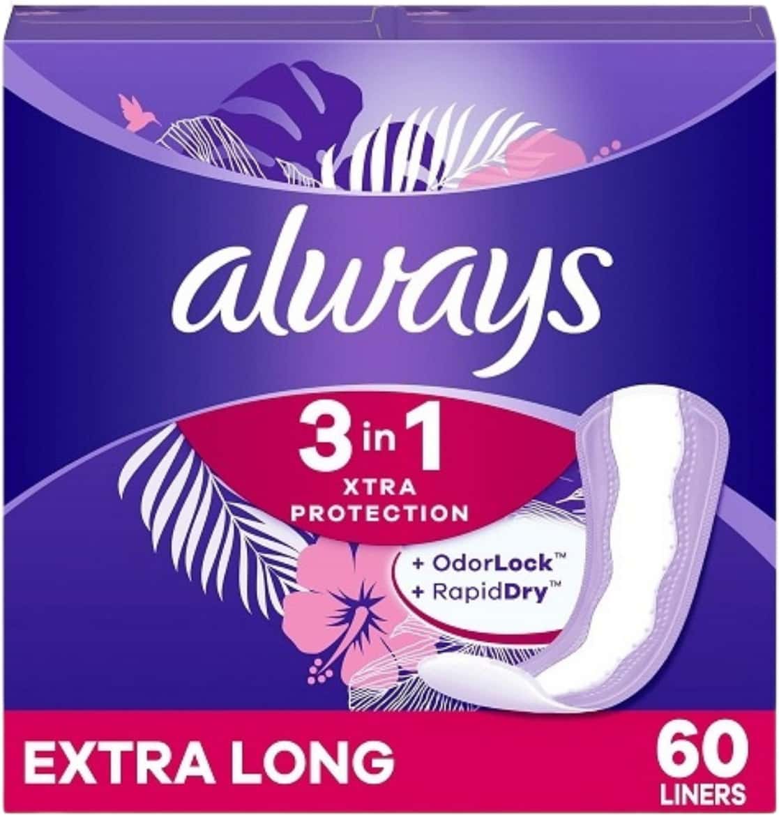Always Xtra Protection 3-In-1 Daily Liners For Women| Extra Long| 60 Ct
