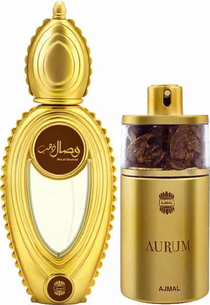 Ajmal Wisal Dhahab Edp 50Ml Perfume For Men And Aurum Edp 75Ml Perfume For Women