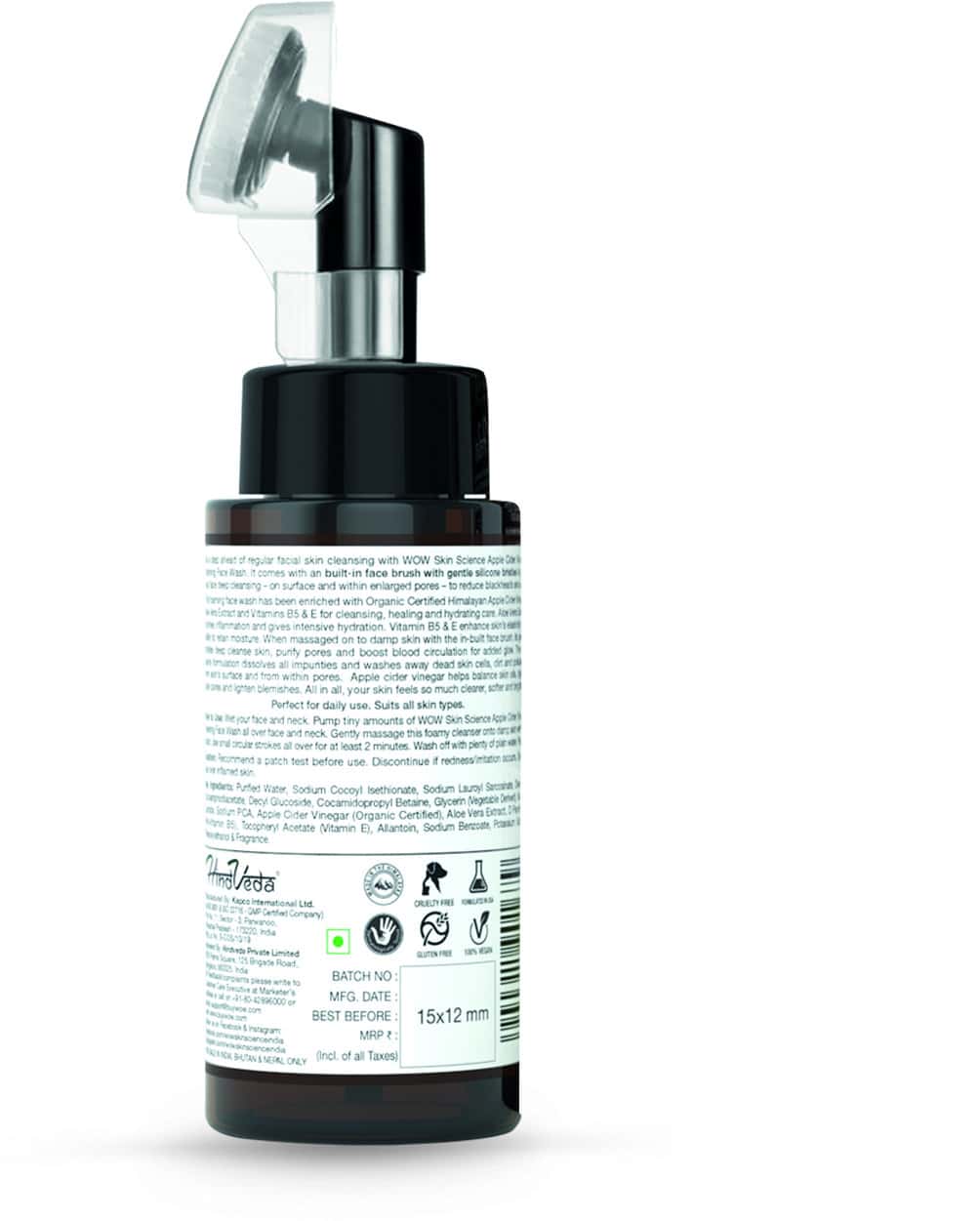 Buy WOW APPLE CIDER VINEGAR FOAMING FACE WASH WITH BUILT IN BRUSH 100